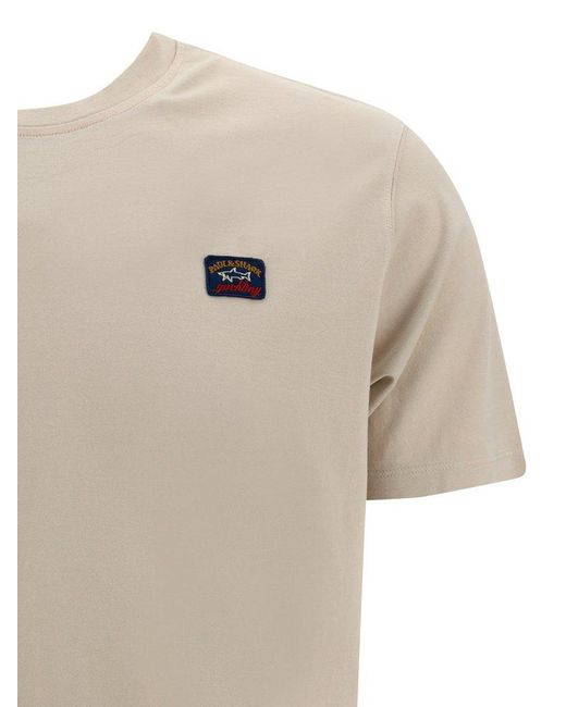 Paul & Shark White Logo-patch Crewneck T-shirt for men