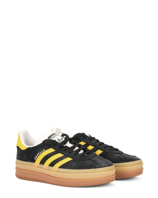 Adidas Originals Black Gazelle Bold Side Stripe Detailed Sneakers