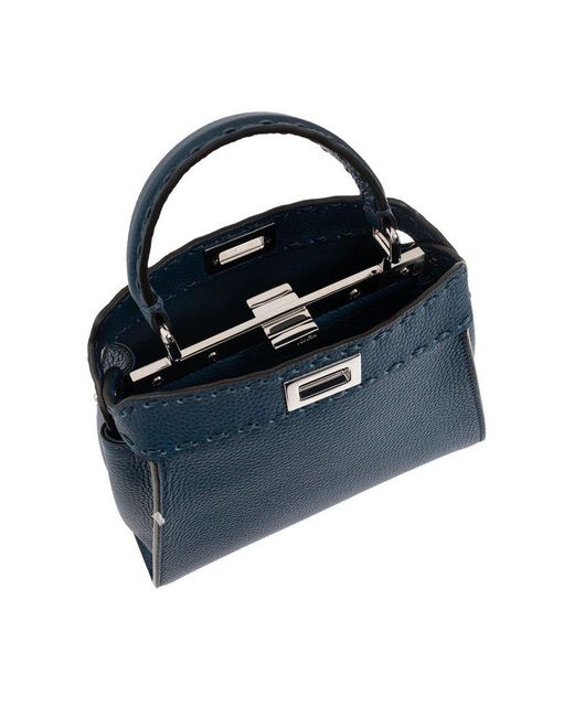 Fendi Blue Peekaboo Mini Tote Bag