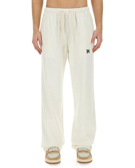 Palm Angels Natural Pants With Logo for men