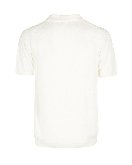 Roberto Collina White Collared Knit Polo Shirt for men