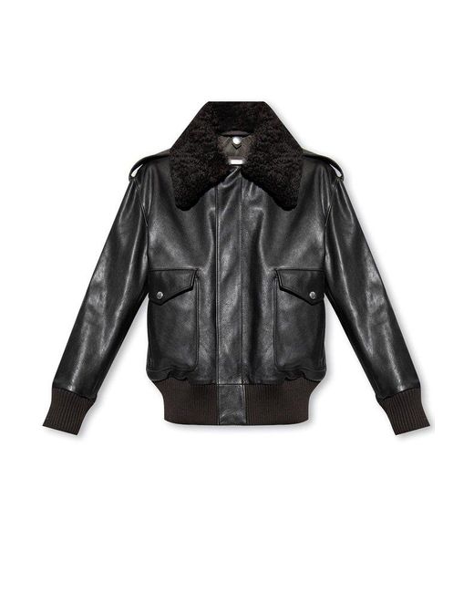 Burberry Black Shearling Leather Jacket for men