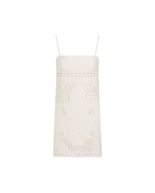 Valentino White Lace Detailed Sleeveless Dress