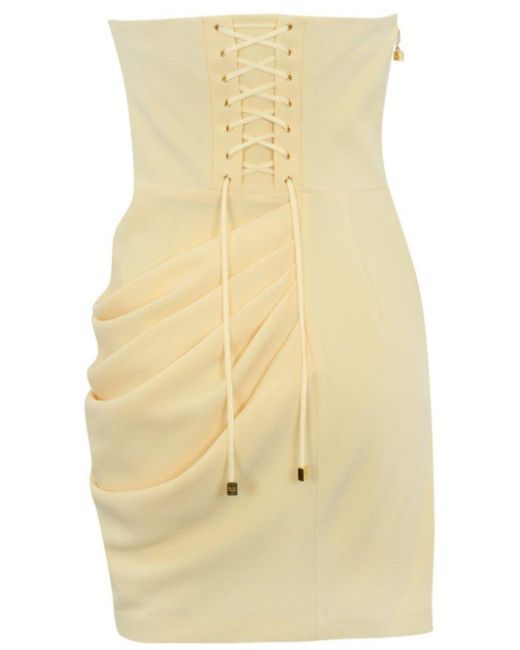 Elisabetta Franchi Yellow Macro Bow Flowing Crêpe Dress