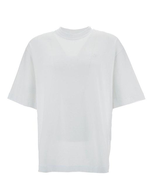Off-White c/o Virgil Abloh White Crewneck T-shirt With Tonal Embroidery In Cotton Man for men