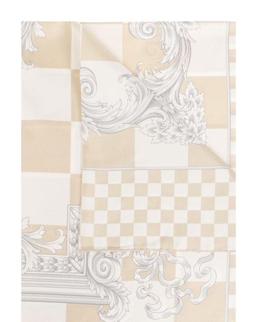 Versace White Logo-printed Square Shape Scarf for men