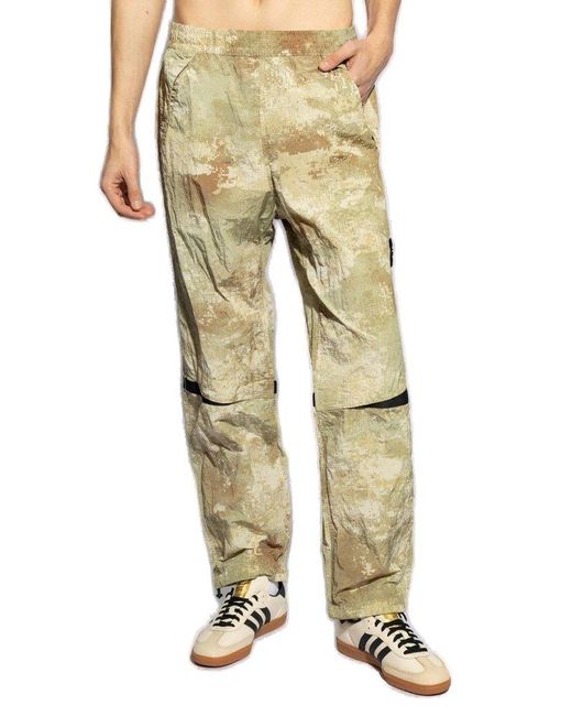Stone Island Metallic Trousers With Logo Patch, for men