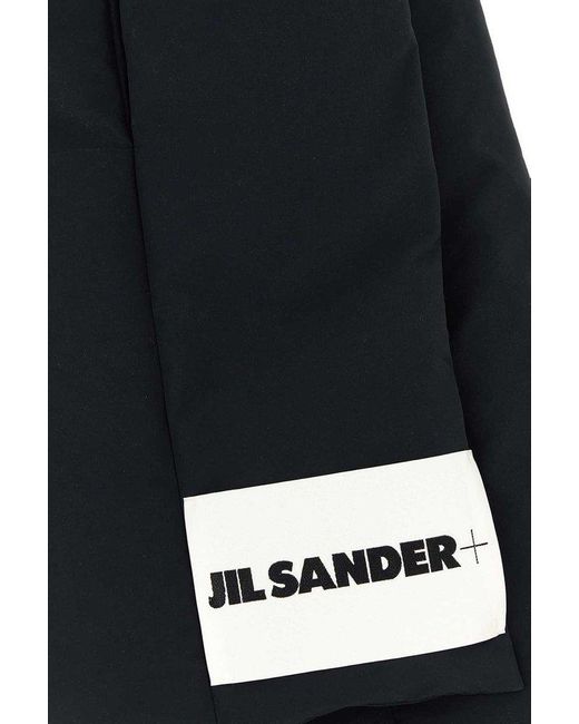 Jil Sander Black + Logo-patch Padded Scarf