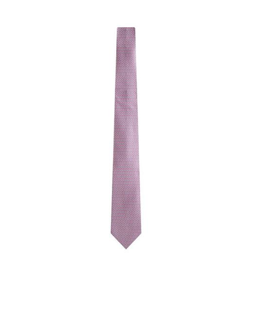 Ferragamo Purple Weave Geometric Printed Tie for men