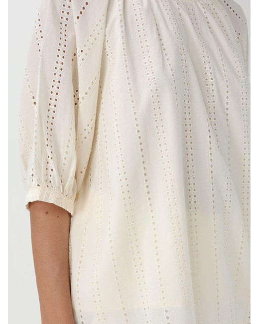 Woolrich White Embroidered Short-sleeved Blouse