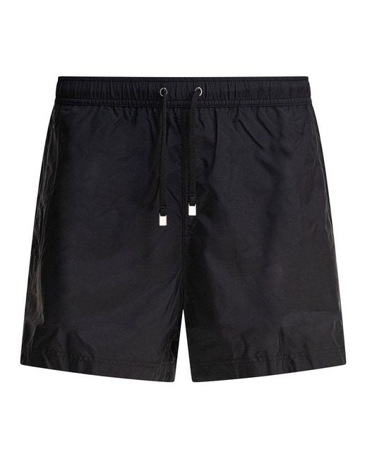 Zegna Black Logo-Embroidered Drawstring Swim Shorts for men