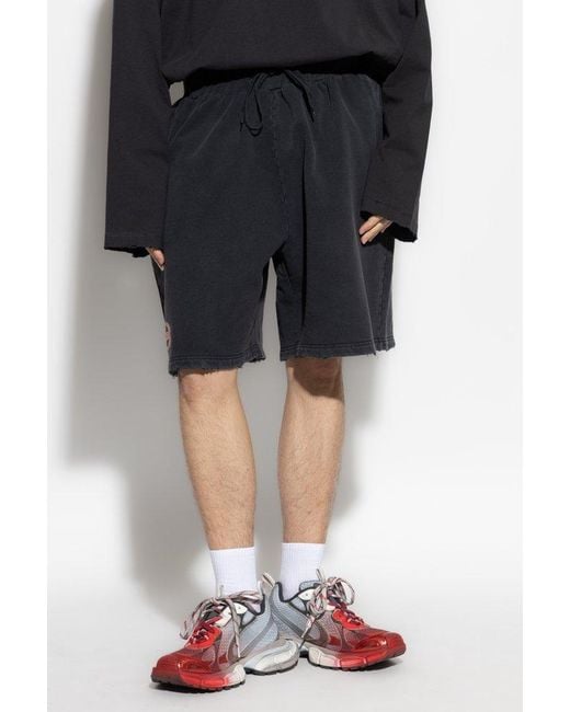 Balenciaga Blue Shorts With Vintage Effect, for men