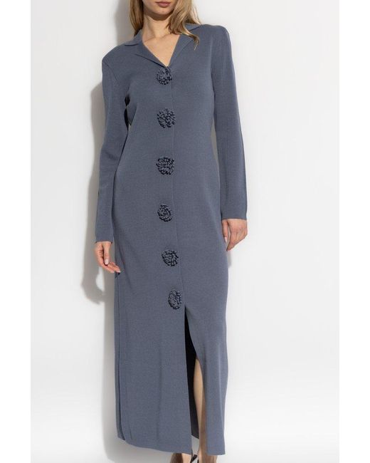 By Malene Birger Blue Floral Button Maxi Dress