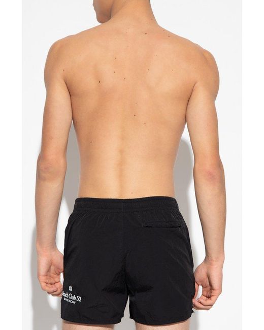 Givenchy Black Logo Printed Elastic Waist Swim Shorts for men