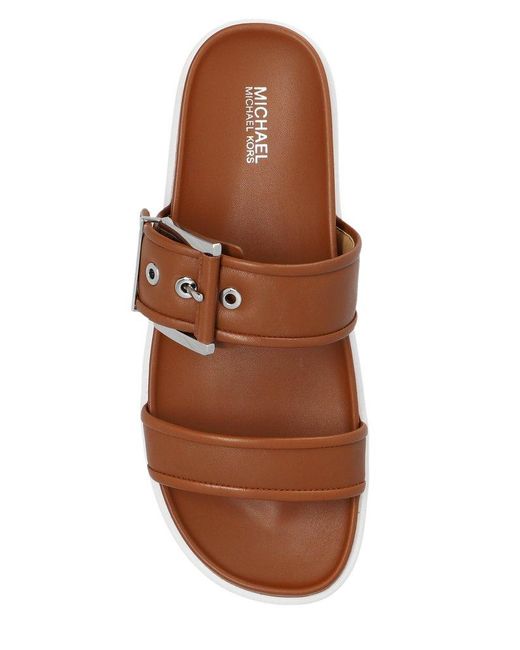 MICHAEL Michael Kors Brown Colby Leather Slide Sandal