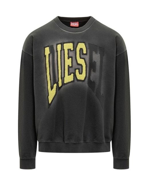 DIESEL Black Sweatshirt With Shaded Effect And Logo for men
