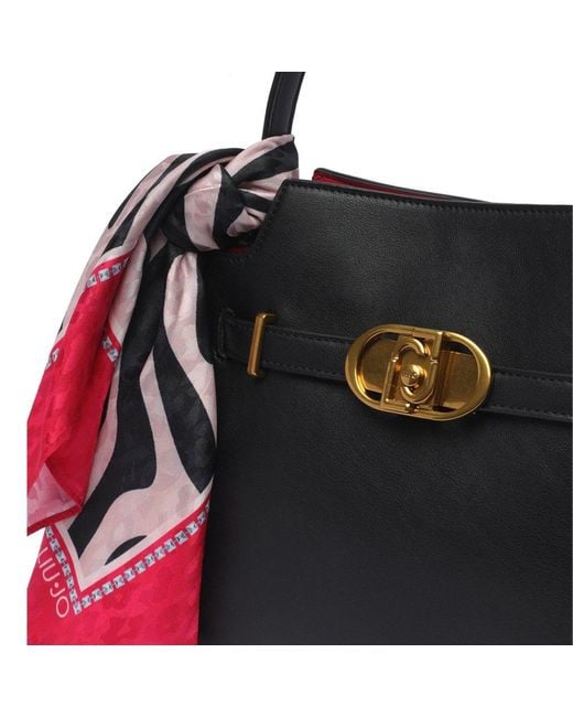 Liu Jo Black Medium Logo-buckled Top Handle Bag