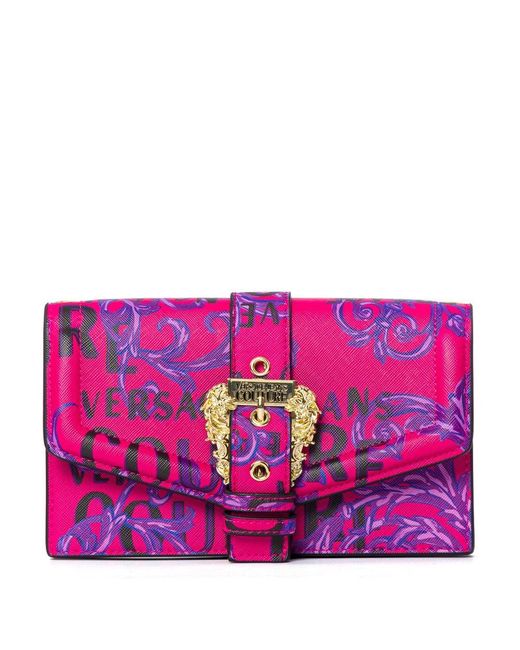 Versace Jeans Purple Couture-printed Chain-linked Crossbody Bag