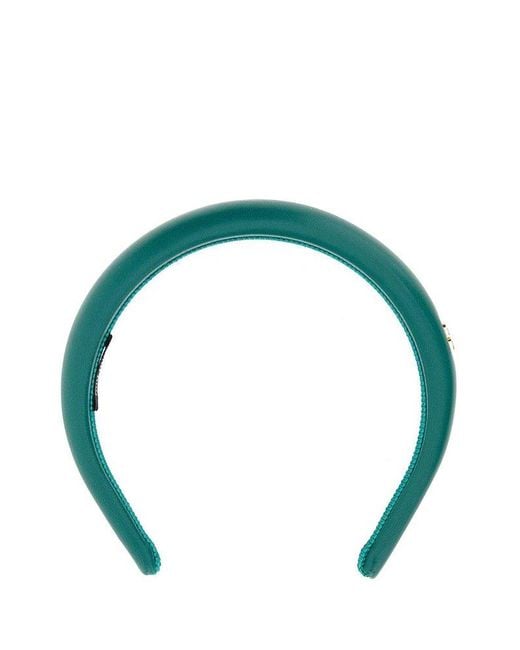 Miu Miu Blue Emerald Leather Headband