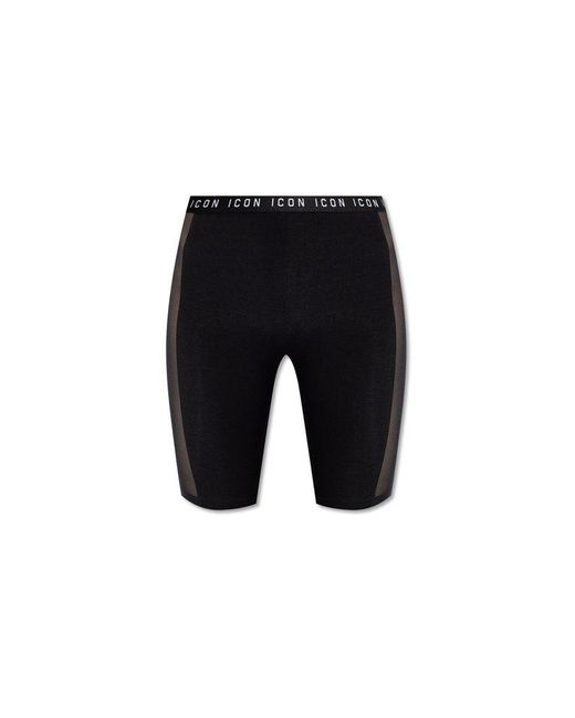 DSquared² Black Logo-waistband Cycling Shorts