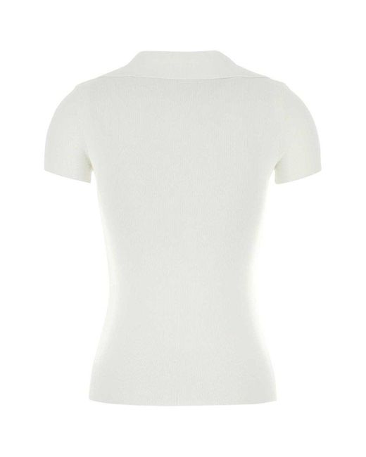 Balenciaga White Logo Embroidered Polo Shirt