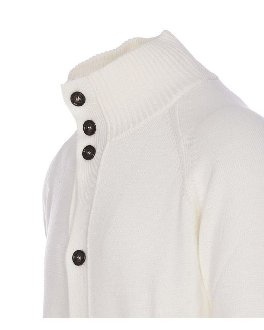 Paolo Pecora White Button-up Knitted Cardigan for men
