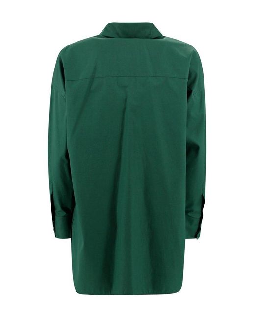 Max Mara Green Button-Up Long-Sleeved Shirt