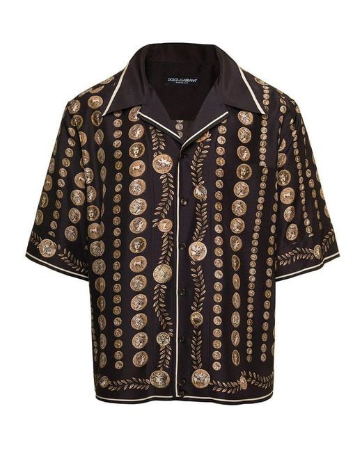 Dolce & Gabbana Black Coin Print Short-sleeved Shirt for men