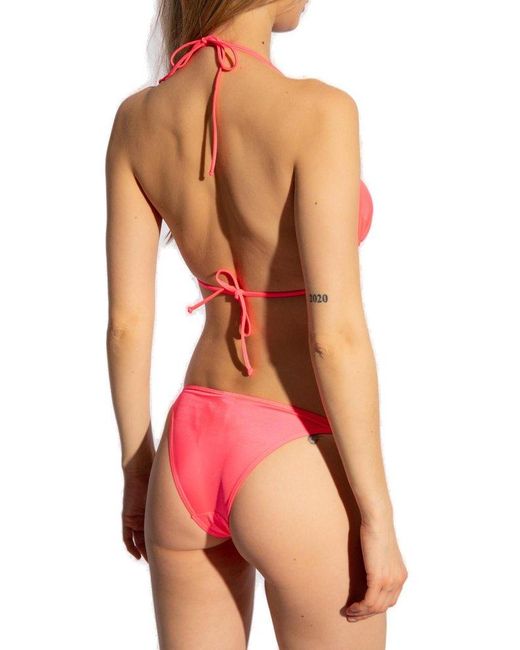 DIESEL Red Bfpn-irina Oval-d Plaque Bikini Briefs