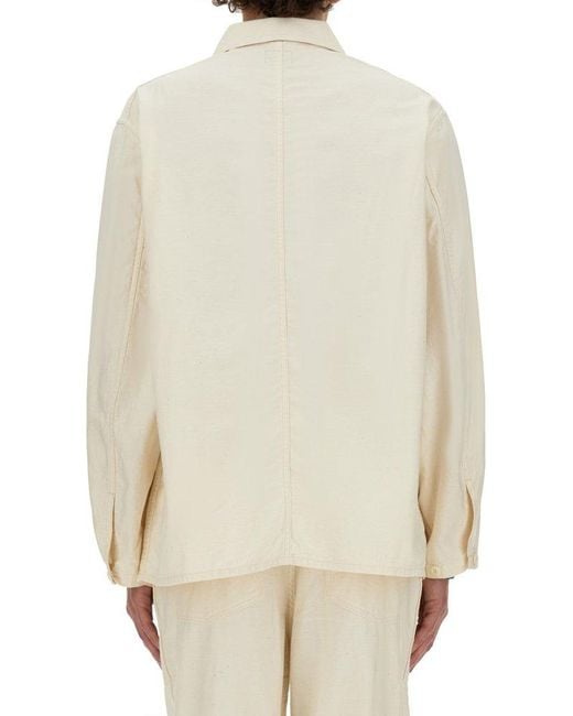 Needles White Logo Embroidered Long-Sleeved Overshirt for men