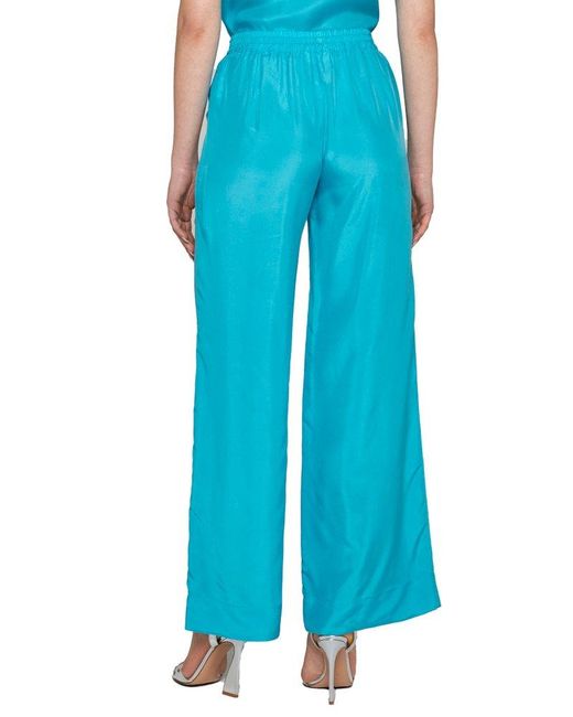 P.A.R.O.S.H. Blue Wide Leg Satin Trousers
