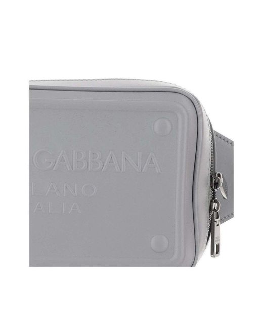 Dolce & Gabbana Gray Logo Embossed Zipped Belt Bag for men