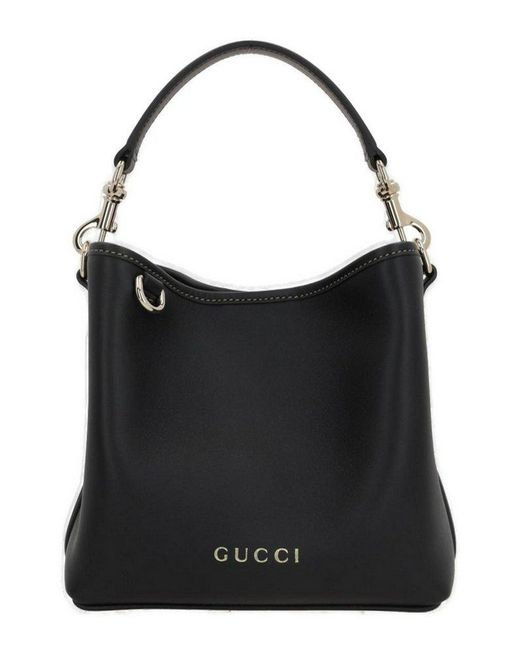 Gucci Black Gg Emblem Mini Bucket Bag