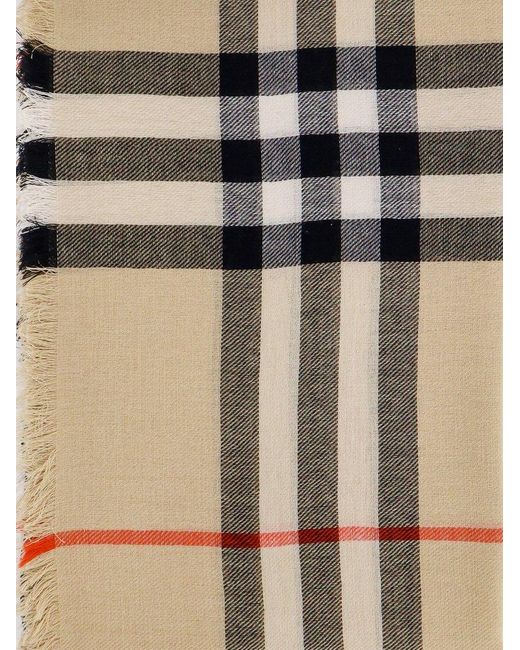 【送料&関税込】Burberry Check Printed Frayed-edge Scarf - U Burberry Check Printed Frayed-Edge Scarf in Metallic | Lyst