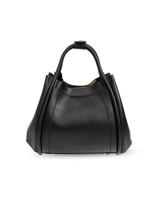 Max Mara Black Logo Plaque Top Handle Bag