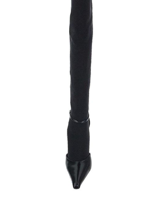 Saint Laurent Black Buckle Detailed Pointed Toe Boots