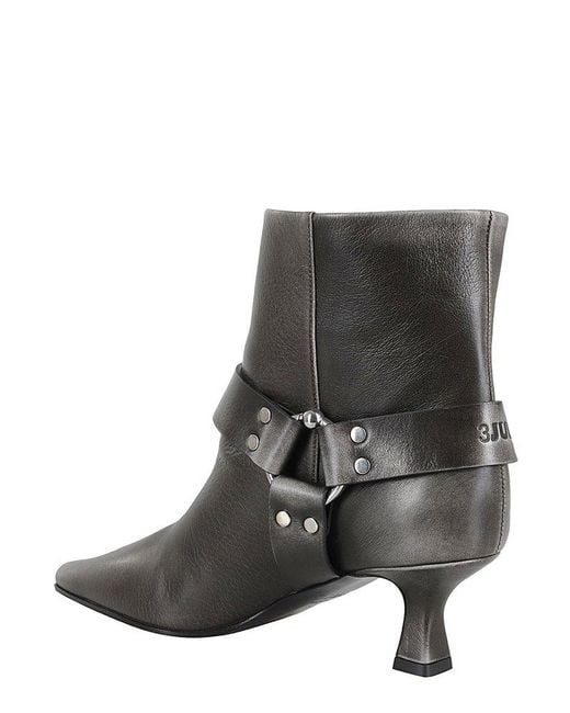 3Juin Brown Kitten Heel Ankle Boots