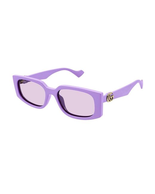 Gucci Purple Rectangular Frame Sunglases