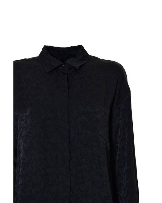 MSGM Black Monogram-pattern Long-sleeved Shirt