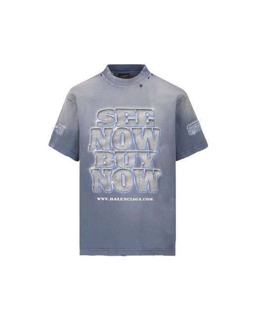 Balenciaga Gray Snbn Distressed T-shirt for men