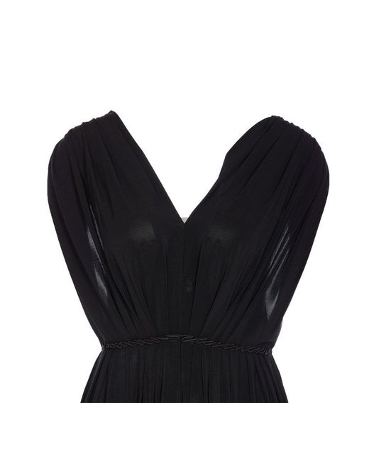Max Mara Black Walter V-Neck Sleeveless Dress
