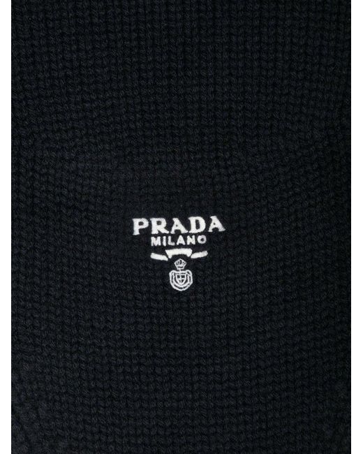 Prada Black Cashmere Neck Warmer With Logo for men