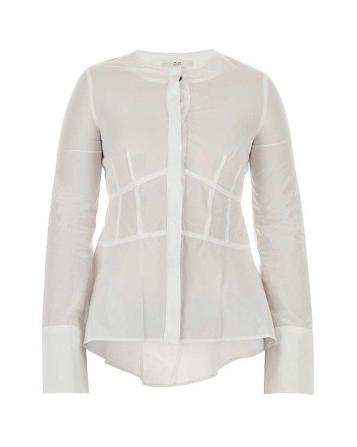 Co. White Long Sleeve Peplum Top