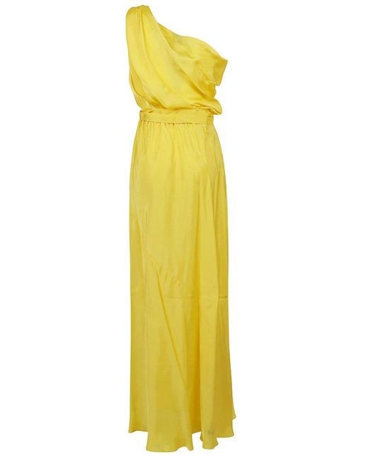 Pinko Synthetic Belted One-shoulder Maxi Dress in Yellow | Lyst