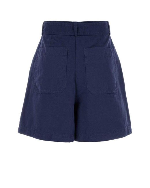 Weekend by Maxmara Blue Cotton Blend Cirino Shorts