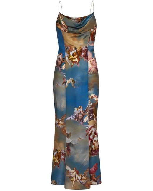 Womens Balmain blue Renaissance Print Slip Mini Dress