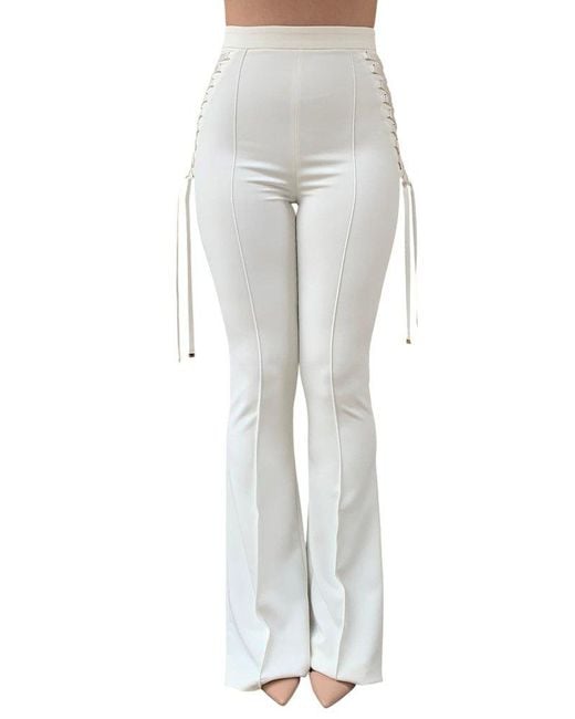 Elisabetta Franchi Gray Bell-Bottom Crêpe Trousers
