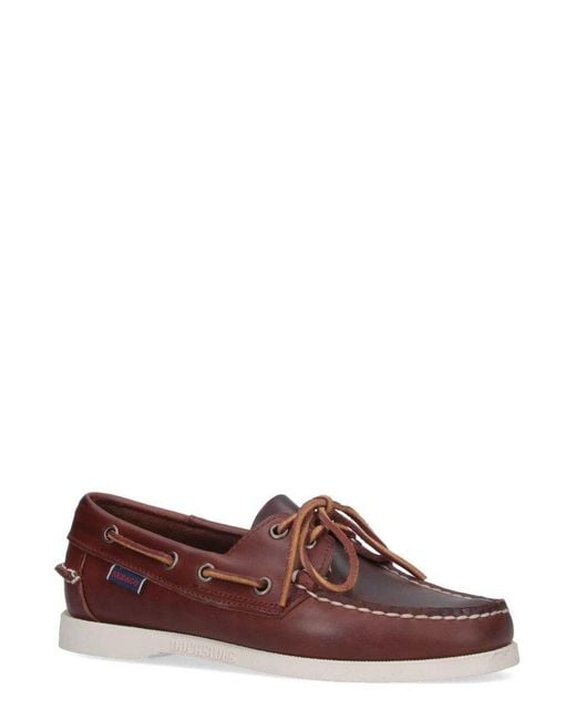 Sebago Brown Docksides Portland Waxed Boat Shoes