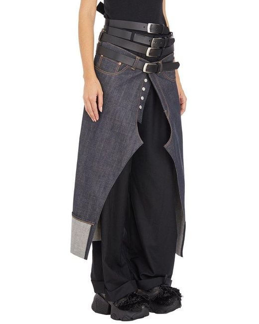 Junya Watanabe Blue Layered Belted Pants