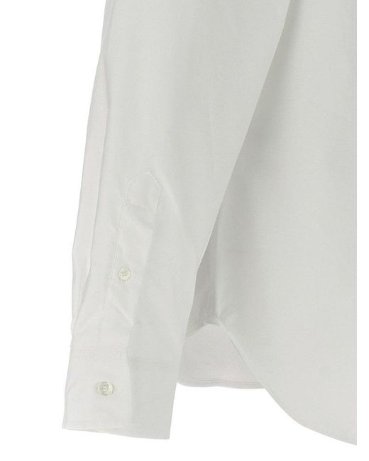 Maison Kitsuné White Fox Head-patch Long-sleeved Shirt for men